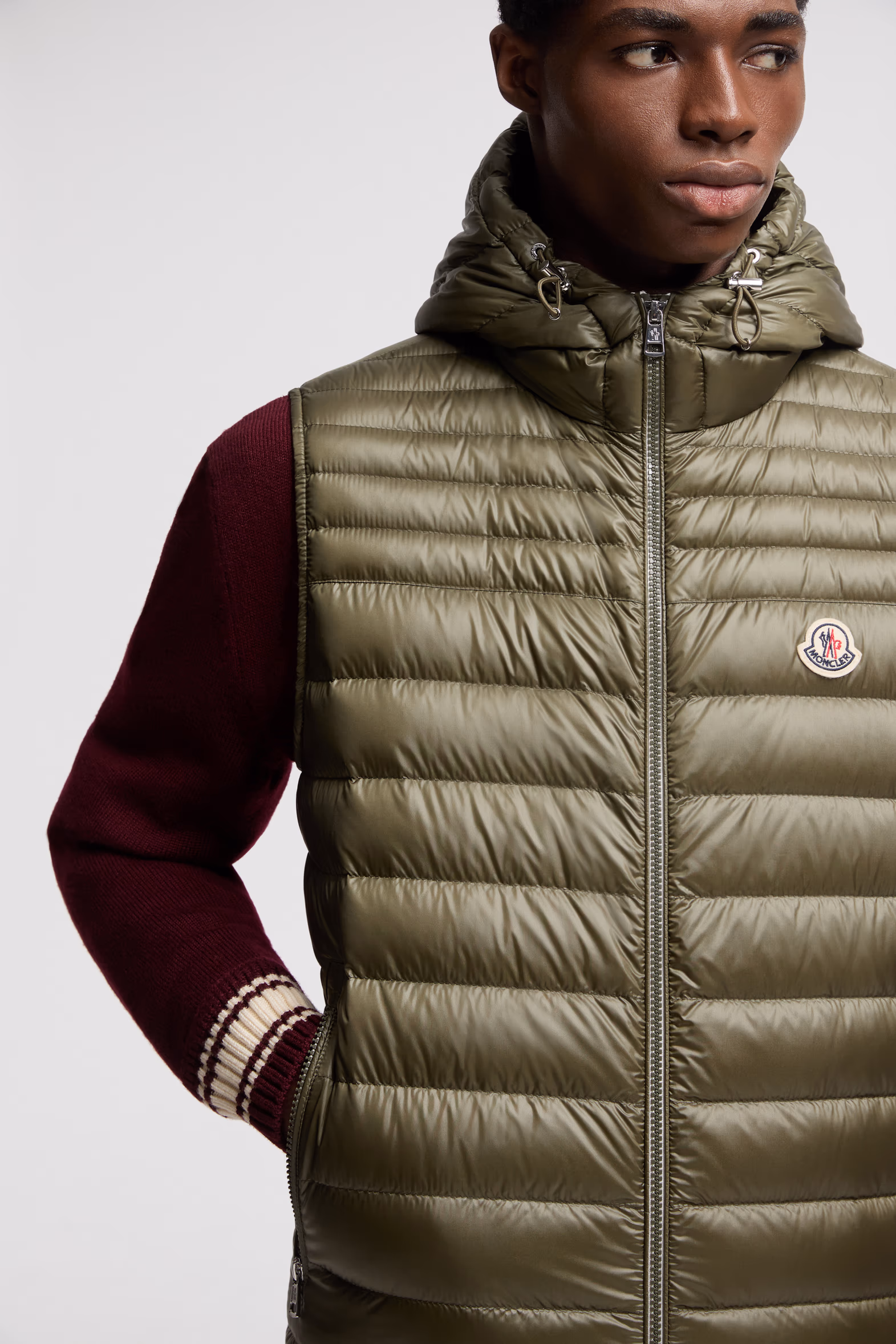 Orant Hooded Down Vest Men Olive Green Moncler 6